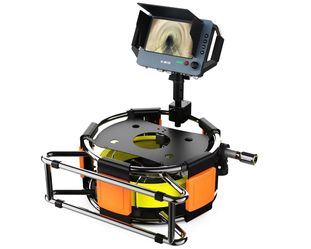 F84 8 inch LCD 40m DN5.5 push rod flat sewer inspection camera