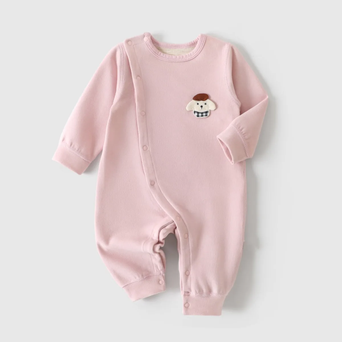 Spring Autumn Newborn Baby Romper Cotton Blend Long Sleeve Solid Color Onesie Soft Breathable Infant Bodysuit Unisex 0-18M