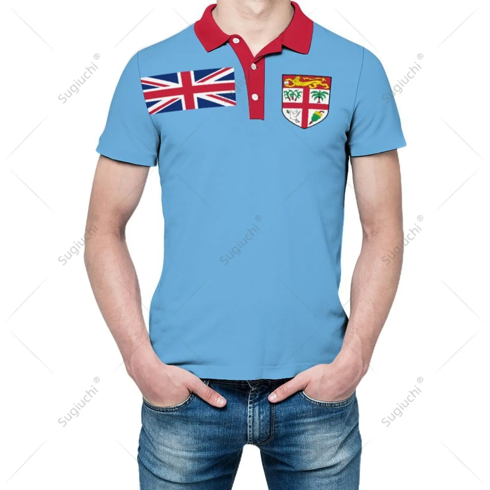 Unisex Polo Shirt Fiji Flag 3D Print Man Polo Fashion Clothing Tracksuits Short Sleeves