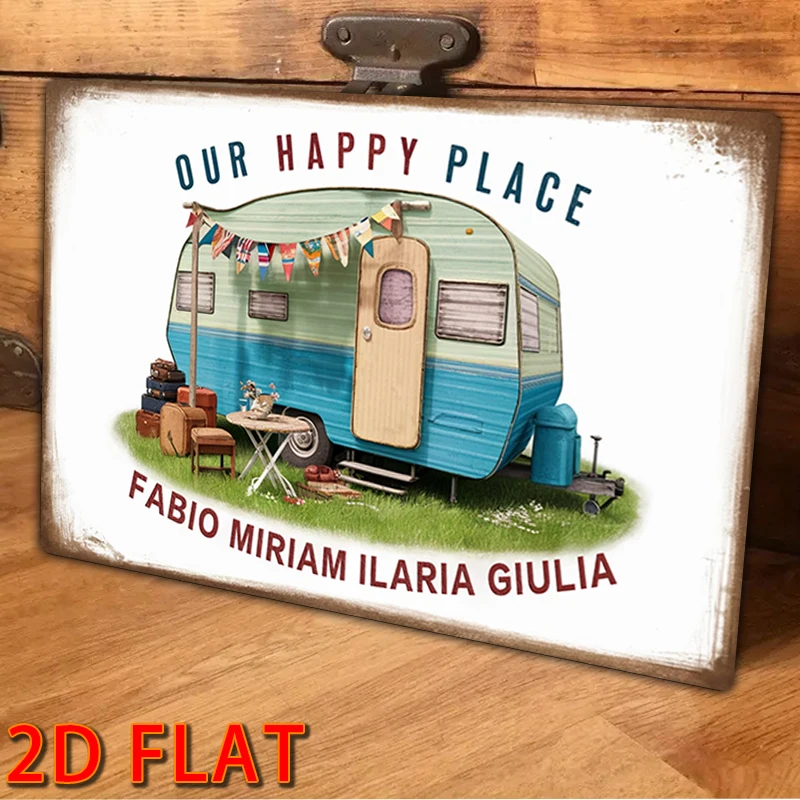 1개 맞춤형 카라반 간판 / 캠핑 간판 / 행복한 곳 / 맞춤형 간판 / 빈티지 / 소박한 / 홈 데코 알루미늄 간판 8x12인치