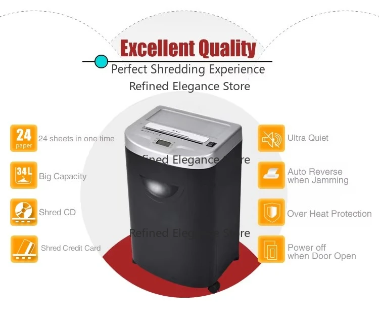 Big Office Use 34L Paper Shredder Small Strip Cut Office Shredder for CD and Card