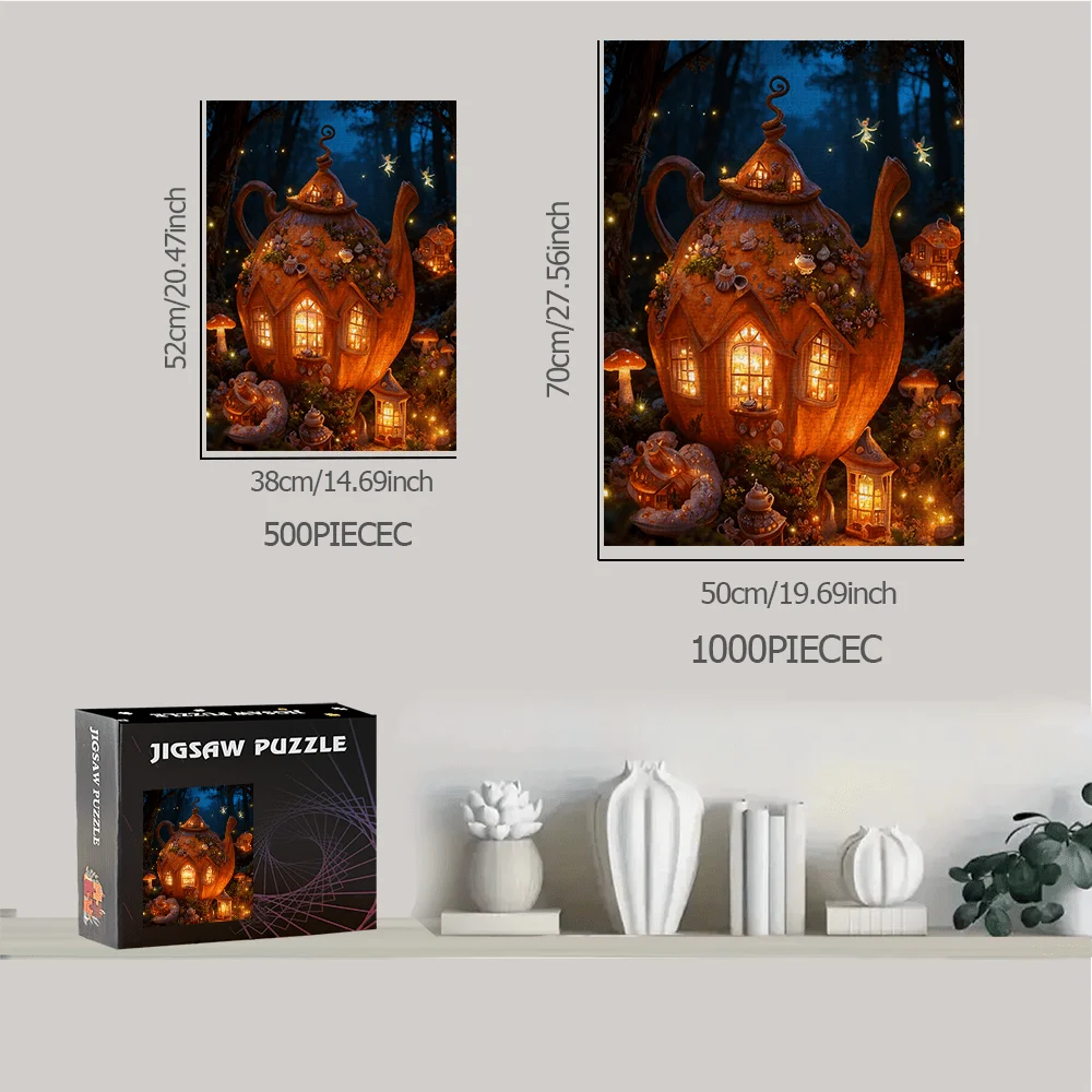 Puzzle da 500 pezzi o 1000 pezzi di casa da tè cinese e costruzione di residenze - Sfida intermedia adatta per s e, scatola portatile