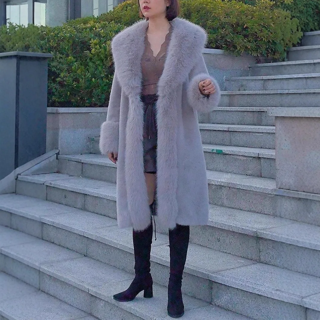 Women 2026 Eco-friendly Faux Fox Fur Coat, Shawl Collar Short Fluffy Fur Jacket, Vintage Chic Winter Overcoat