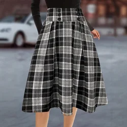 Plaid Women Maxi Skirt Vintage Summer High Waist A Line Victorian Long Skirt Steampunk Gothic Ruffled Hem Pleated Party Skirts