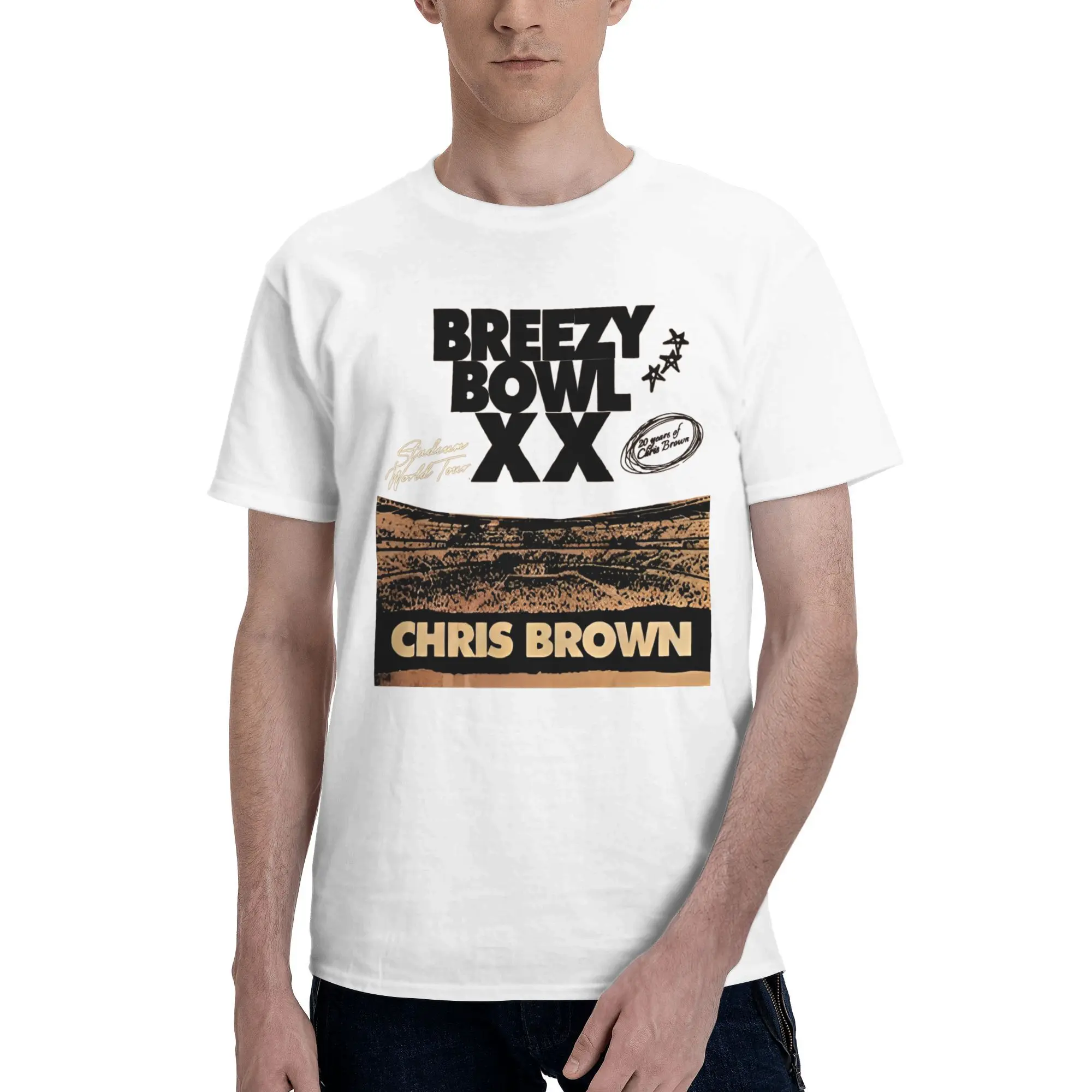 

Chris Brown Breezy Bowl XX Tour T Shirt Men's 100% Cotton Fashion T-Shirts Crew Neck Tee Shirt Short Sleeve Clothes 4XL 5XL