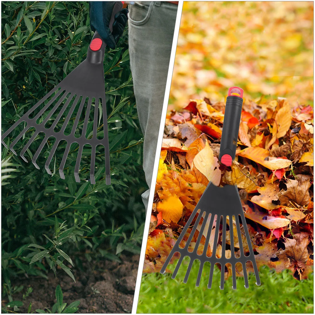 Garden Grass Leaf Rake Plastic Rake Gardening Rake Plant with Handle Lawn Leveling Professional Hand