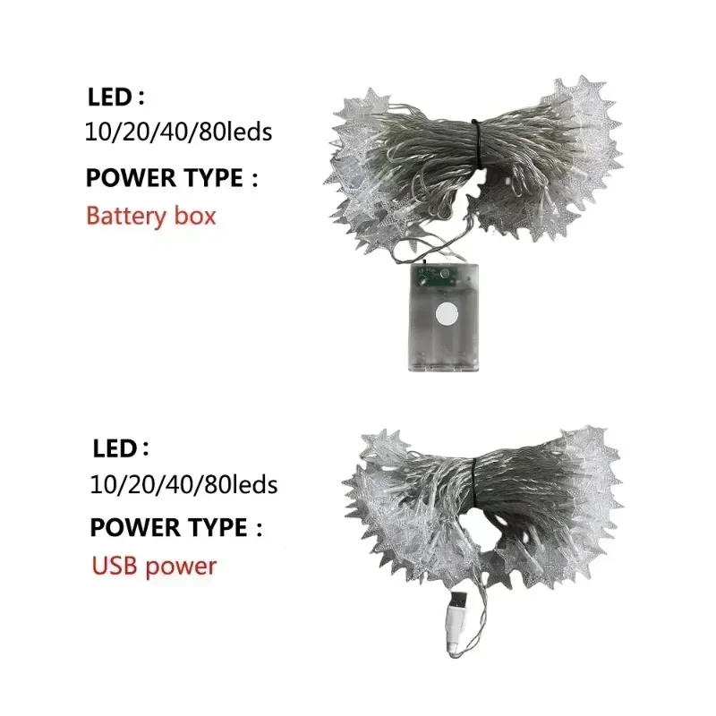 String Lights 10/20/40/80 LED Star String Lights Battery/USB Power Supply Fairy String Lights Wedding New Year Christmas Decor