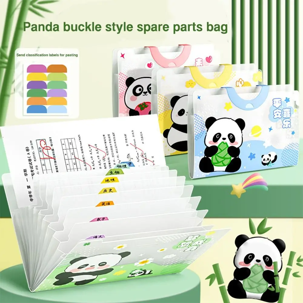 Creative 5/8/12 Pockets Expanding File Classified Cartoon Panda Portfolio Large Capacity PP File Bag School Office