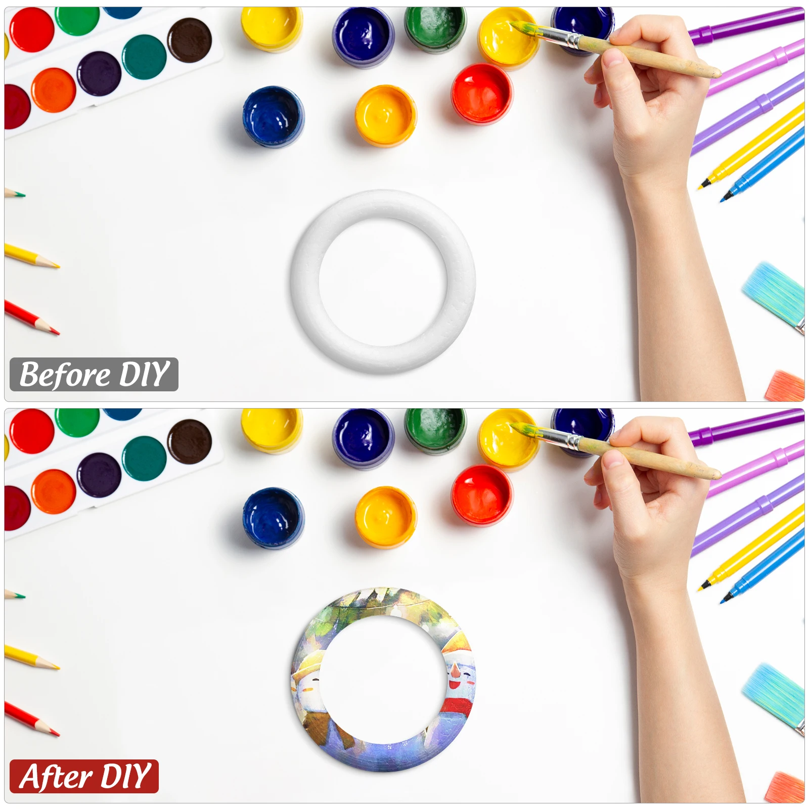 

30Pcs White Round Foam Ring DIY Craft Supply for Creative Projects Custom Centerpieces Garlands Art Decoration Materials