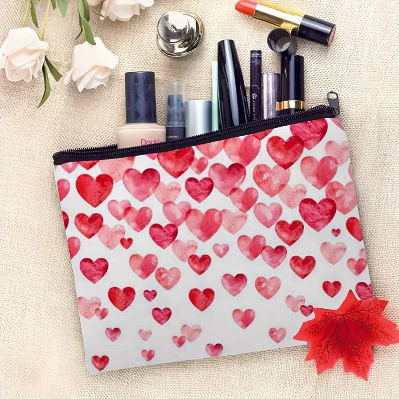 A love pattern cosmetic bag-cute multifunctional zipper handbag, jewelry storage bag