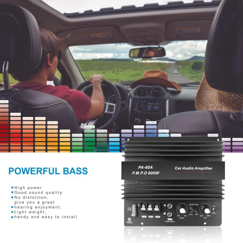 12V 600W Car Audio Power Amplifier Boord Bass Module Lossless Subwoofer High Power Mono Channel Car Audio Accessories