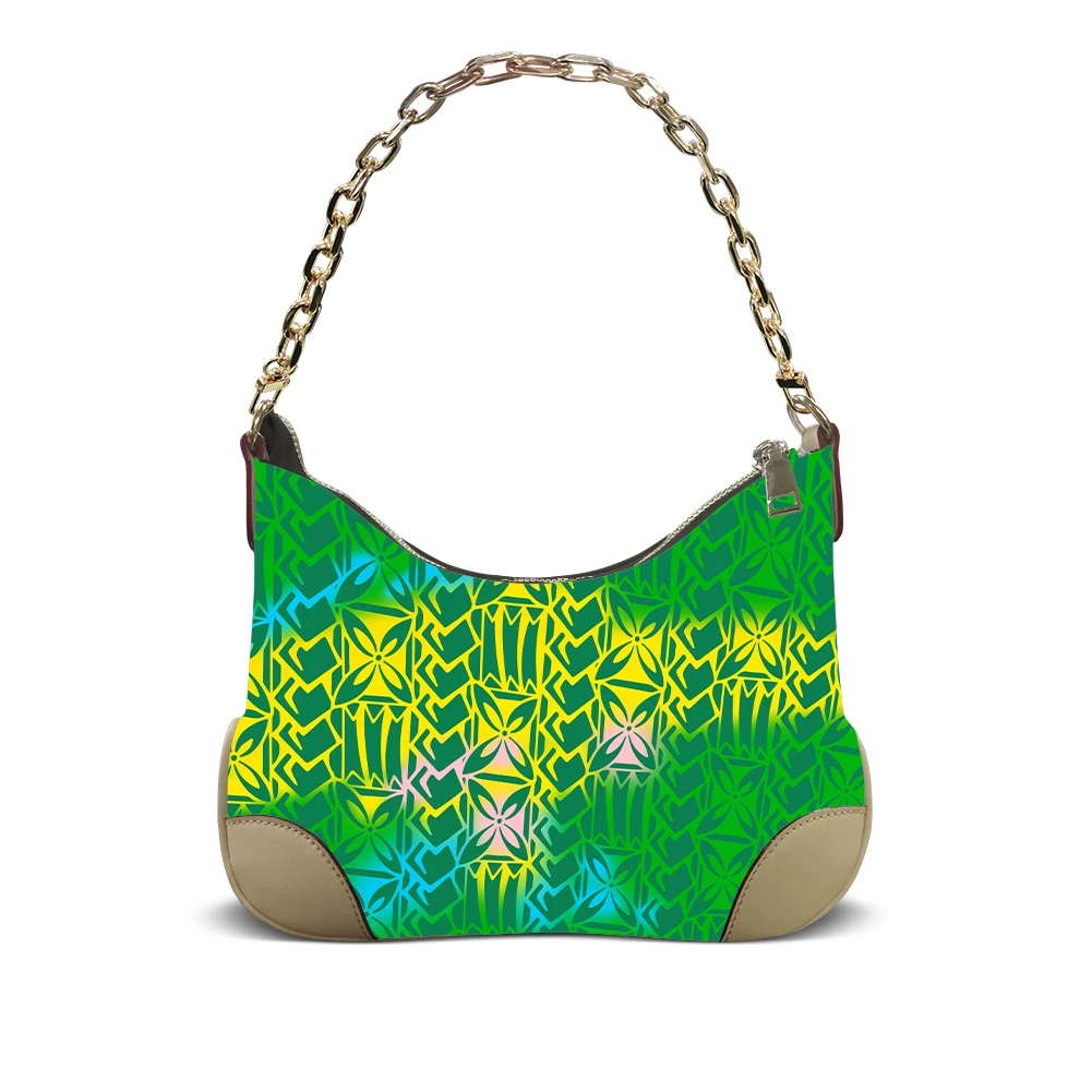 

Customizable Ocean Bloom Polynesian Womens Leather Armpit Bag Hibiscus Minimalist Beach City Gift