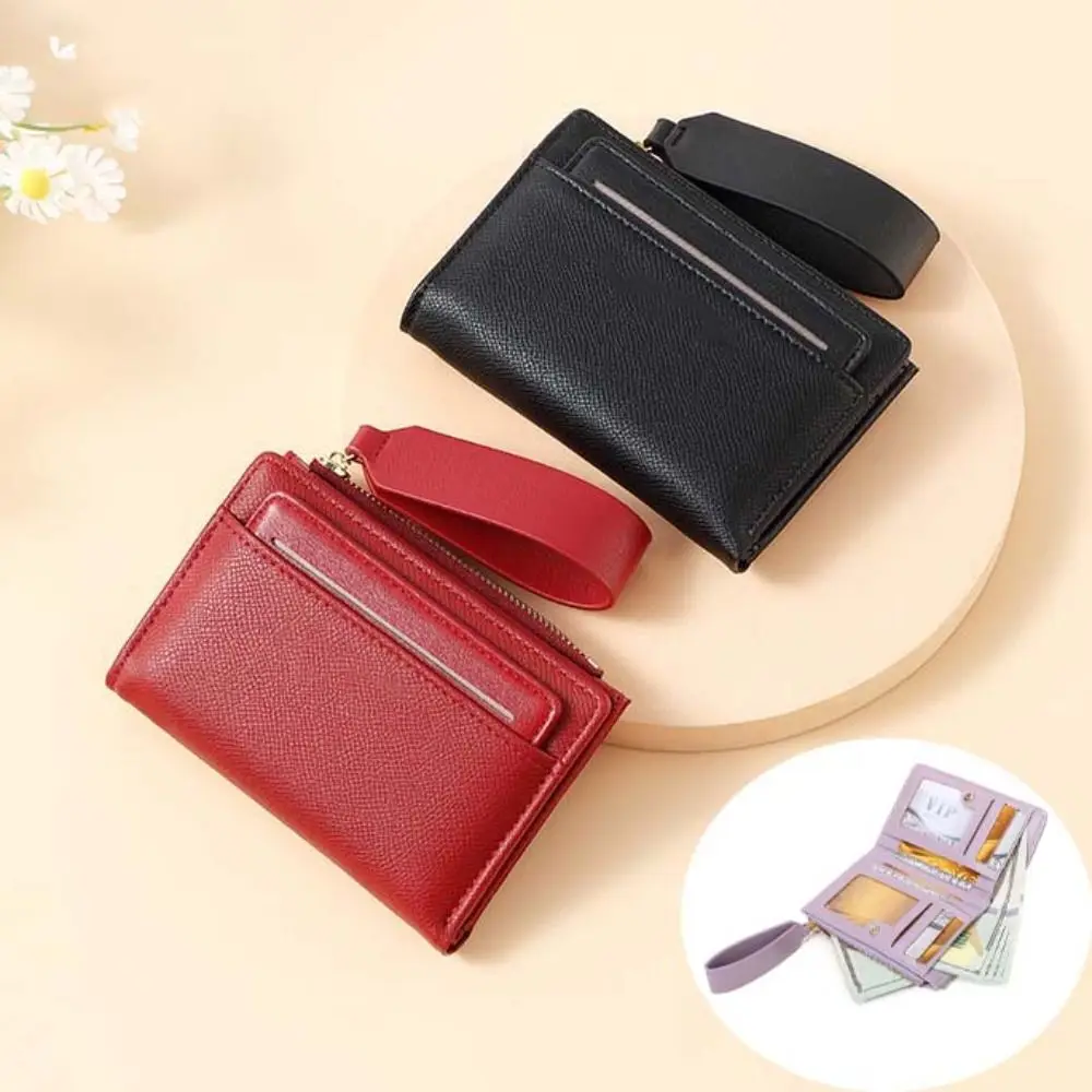 

Light Luxury Pocket Purse Wallet PU Leather Multifunction Cash Purse Bag Foldable Card Holder Two-fold Short Wallets Girls