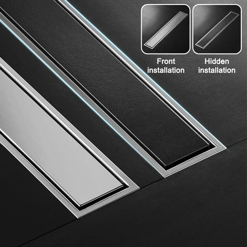 Stainless Steel Invisible Floor Drain Gold Hidden Extended Floor Drain Anti-Odor Shower Drain Bathroom Drainer