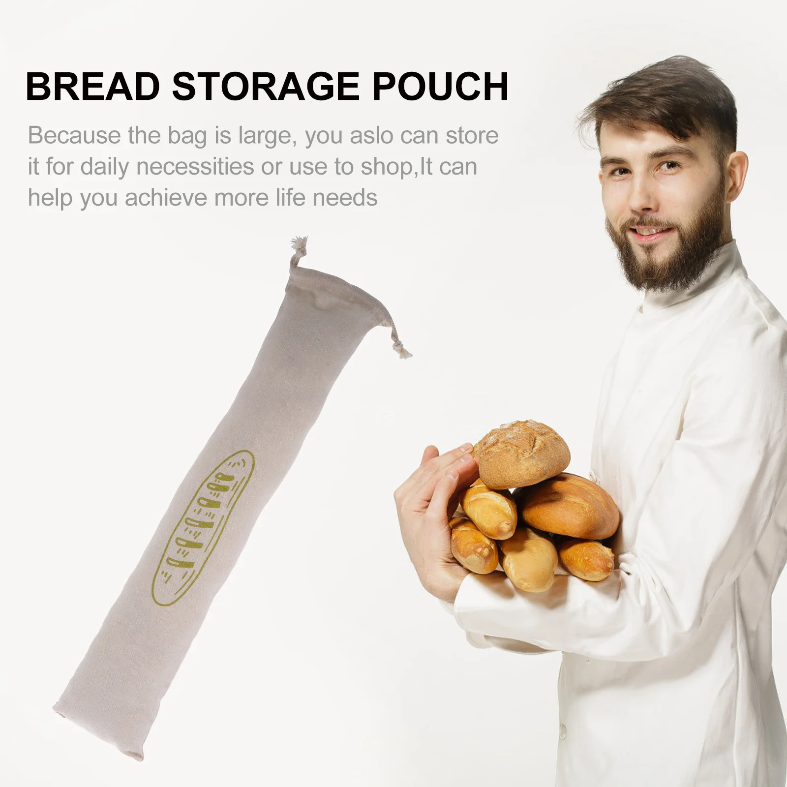 

1Pcs Organic Cotton Bread Storage Bag Drawstring Linen Reusable Loaf Pouch Grocery Bread Pouch Homemade Storage