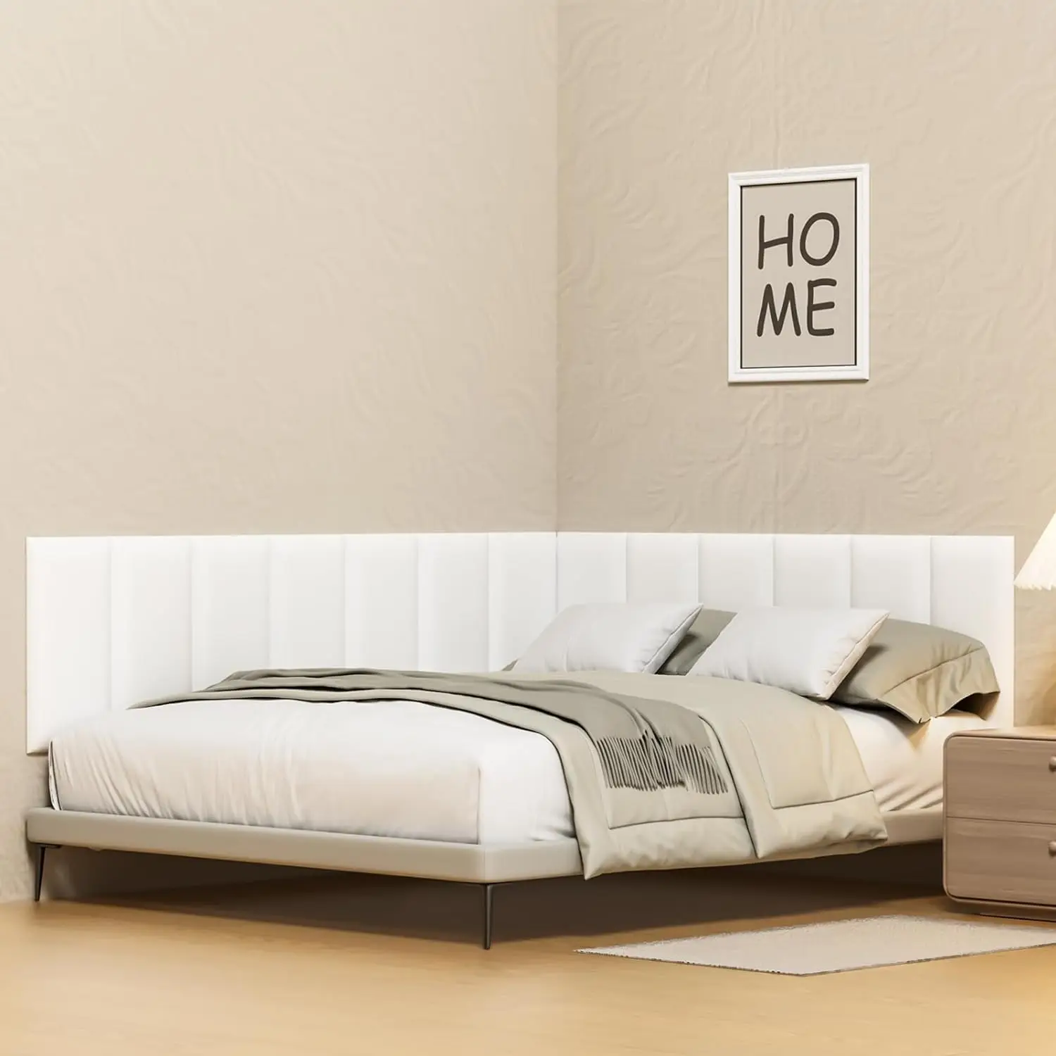 Panel Headboard untuk dinding, Peel dan Stick Queen Headboard berukuran 23.6 "x 11.8", 3D anti-tabrakan kedap suara panel dinding (6Panel)