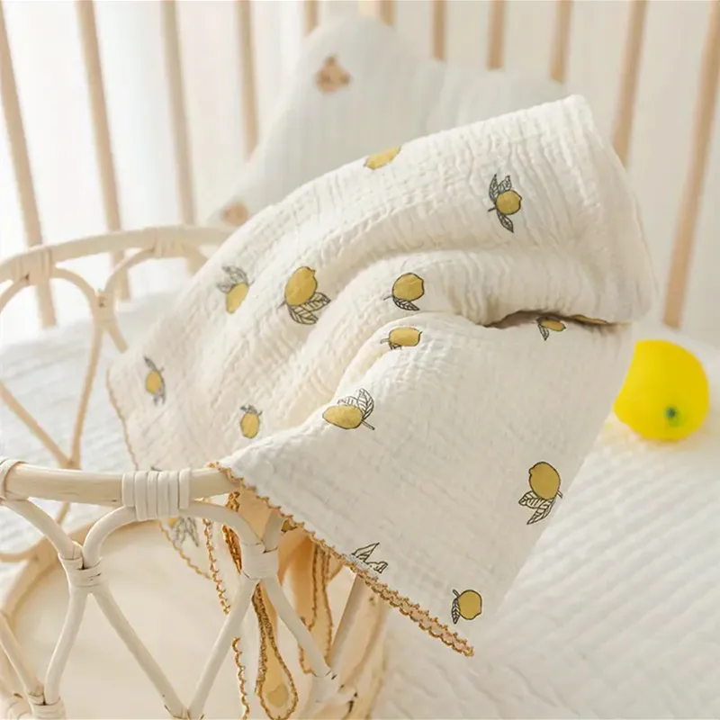 Newborn Baby Blankets 100*110cm Kids Boys Girls Double-Layer Muslin Swaddling Towel Bath Towel Shawl Toddler Comforter Sheet