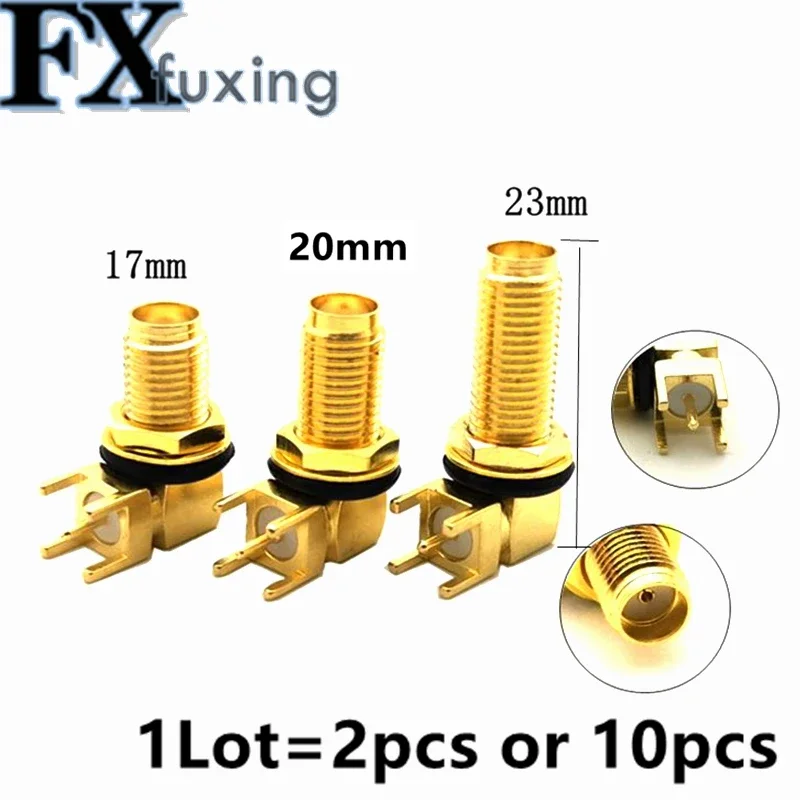 2/10PCS Longer 17MM 20mm 23MM SMA Female Thru Hole plug Right Angle 90 DEGREE ( SMA-KWE ) PCB Mount Connector RF Adapter Hot