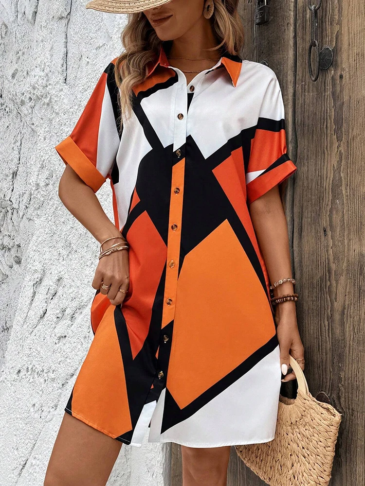 Nuova camicia vestito borsa Hip stretto ragazze gonna bottone Slim Art Street Style risvolto estate Shopping quotidiano piccolo fresco Avant-garde