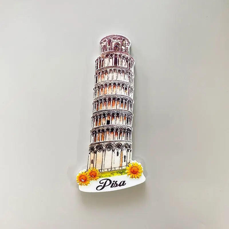 

Italy Travel Souvenirs Landmark Leaning Tower of Pisa Refrigerator Magnet Resin Painted Home Decoration Gift