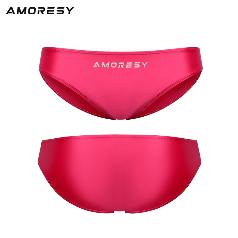 AMORESYAtlas series solid color ultra-thin tight swimming trunks multi-color simple sexy beach briefs thong swimming waterproof