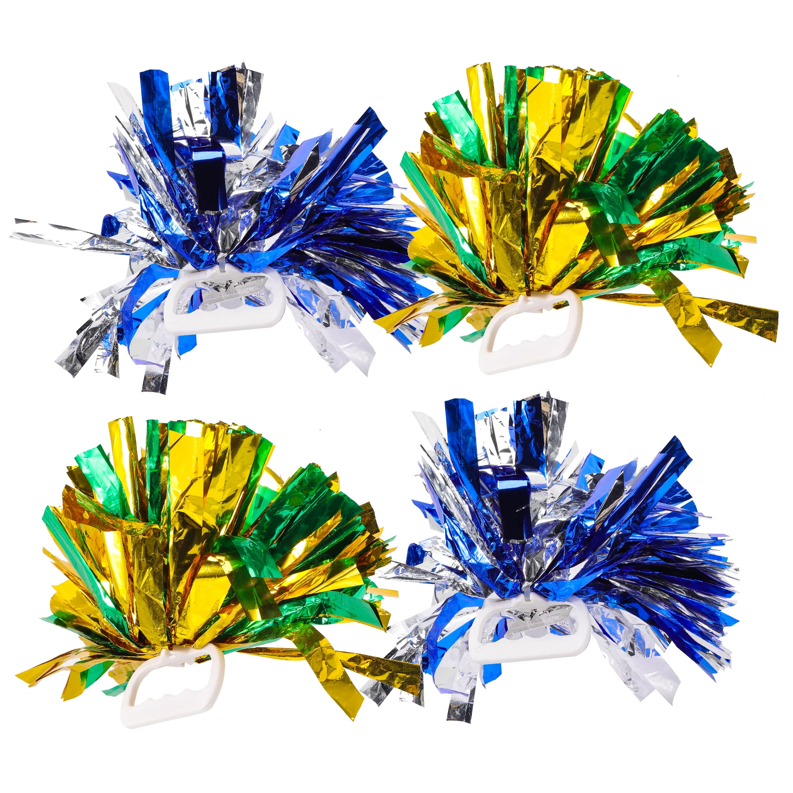 

4Pcs Metallic Pom Poms Rich Beautiful Colors Handheld Fun Poms Suitable All Kinds Sport Games Team Spirit Pompoms