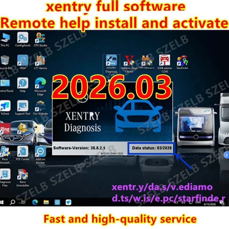 Software completo xentry das 2026.03 para Tactrix Openport 2.0 o MB start c6, software de diagnóstico xentry 2026.03, instalación y actualización