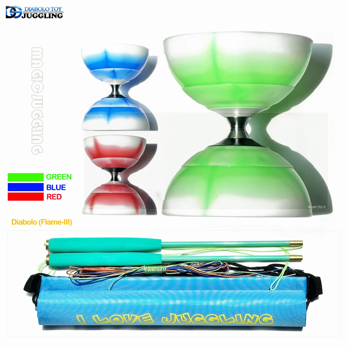 Yoyo Toys Professional Diabolos Set, Embalagem Saco De Corda, Chinês Flame-III, 3 Rolamentos, Nova Chegada