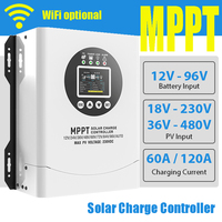 MPPT 60A 120A Solar Charge Controller 12V-96V 192V Battery System Auto Identify Max PV Panel Input 230V 480V WiFi Optional