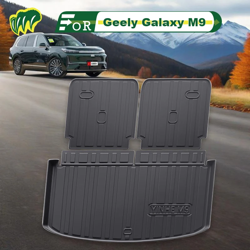 

For Geely Galaxy M9 2025 TPE Custom Fit Car Trunk Mat All Season Cargo Mat 3D Shaped Rear Trunk Liner Chair-back Protection Mat
