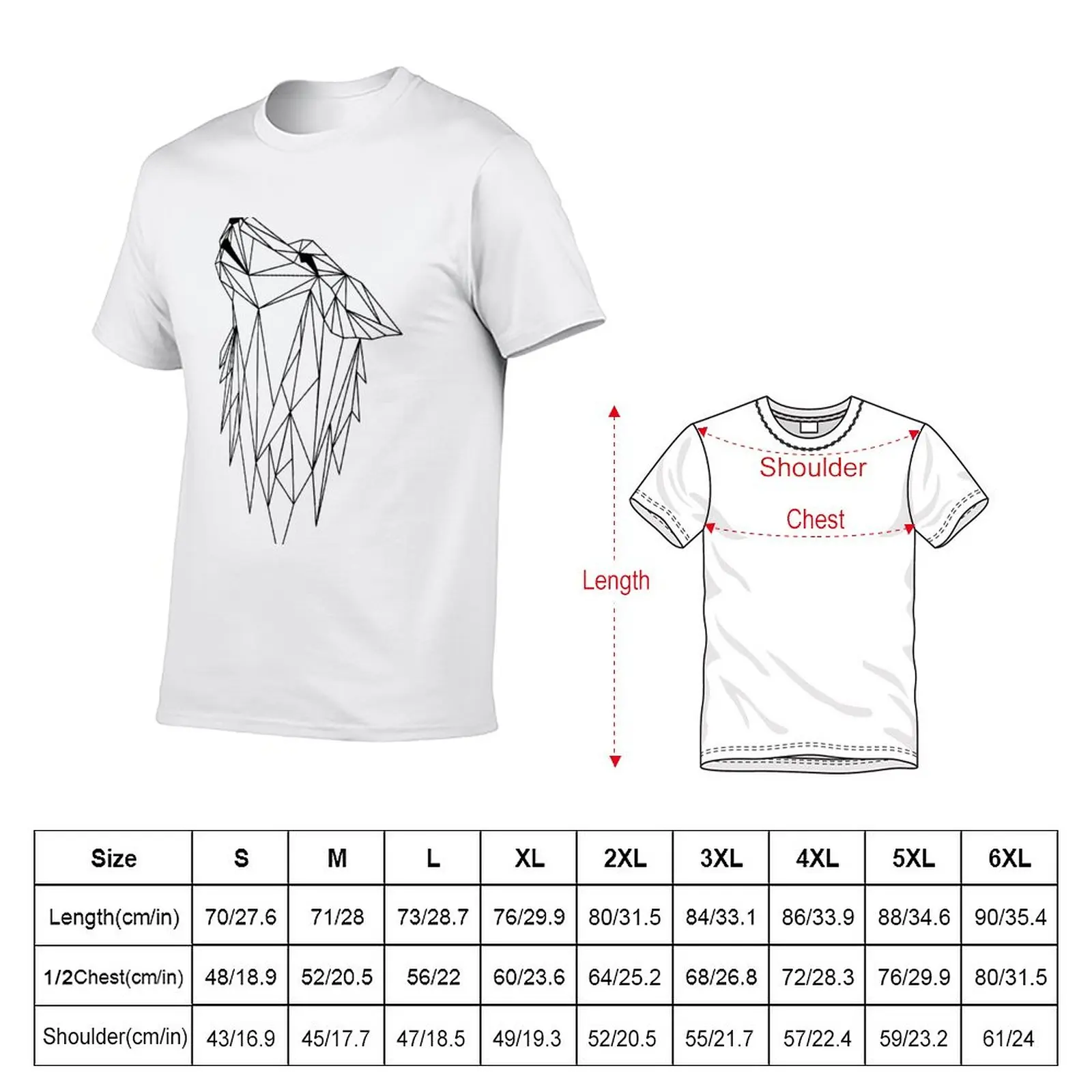 polygonal wolf T-Shirt boys whites blanks slim fit t shirts for men