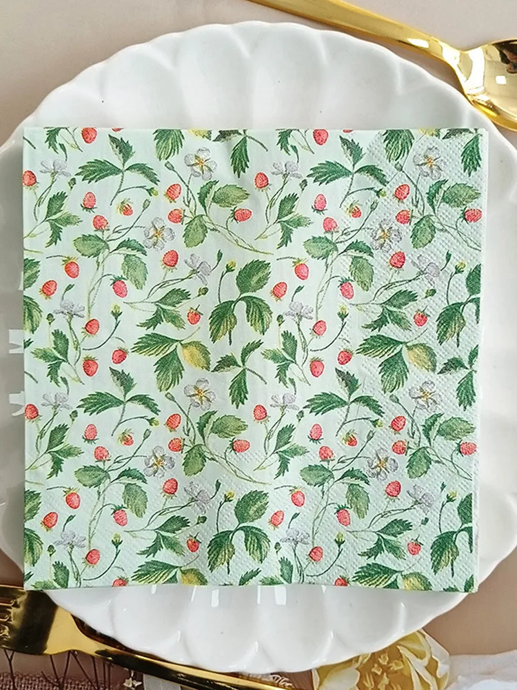 

Floral Printed Table Napkins Par Towels Cross-Border Hot Towels Two-Ply Original Fiber Handkerchiefs without Fra...