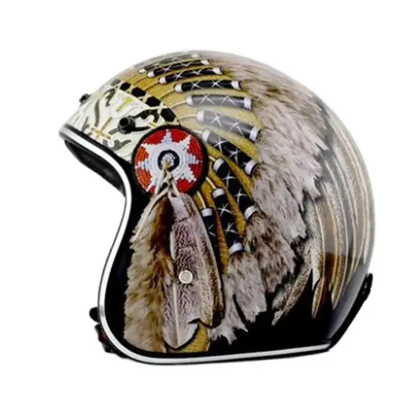 Personalidad Vintage Casco de motocicleta cara abierta Retro 3/4 medio Casco Motocross Para Casque Casco Motocicleta Capacete CE