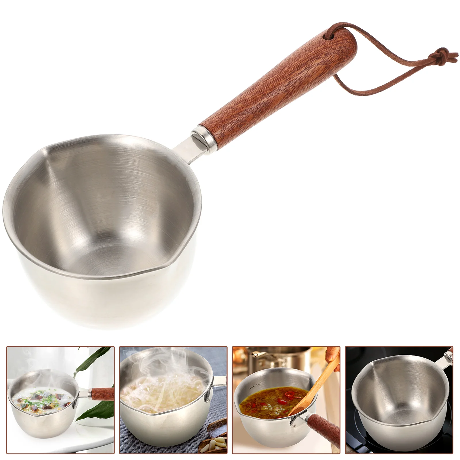 

Stainless Steel Saucepan Reusable Multi-Use Cooking Pan Lightweight Metal Milk Oil Heating Pot Boiled Milk Cheese Melting Mini