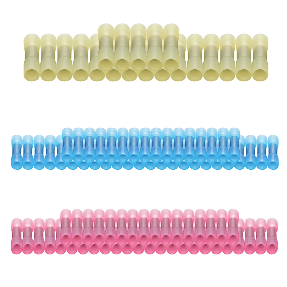 

200pcs Heat Shrink Butt Connectors Red Blue Yellow 3 Sizes 0.5-1.5Mm² 18-22Awg 1.5-2.5Mm² 16-14Awg 4.0Mm² 12-10Awg Flat