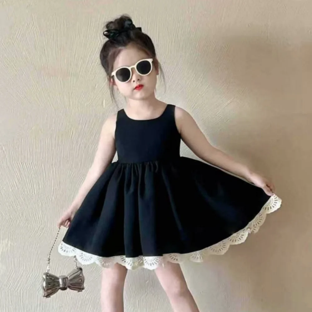 

Girls Skirt Summer New Children's Clothing Korean Style Girl Baby Senior Sense Temperament Halter Belt Dress Casual Simple