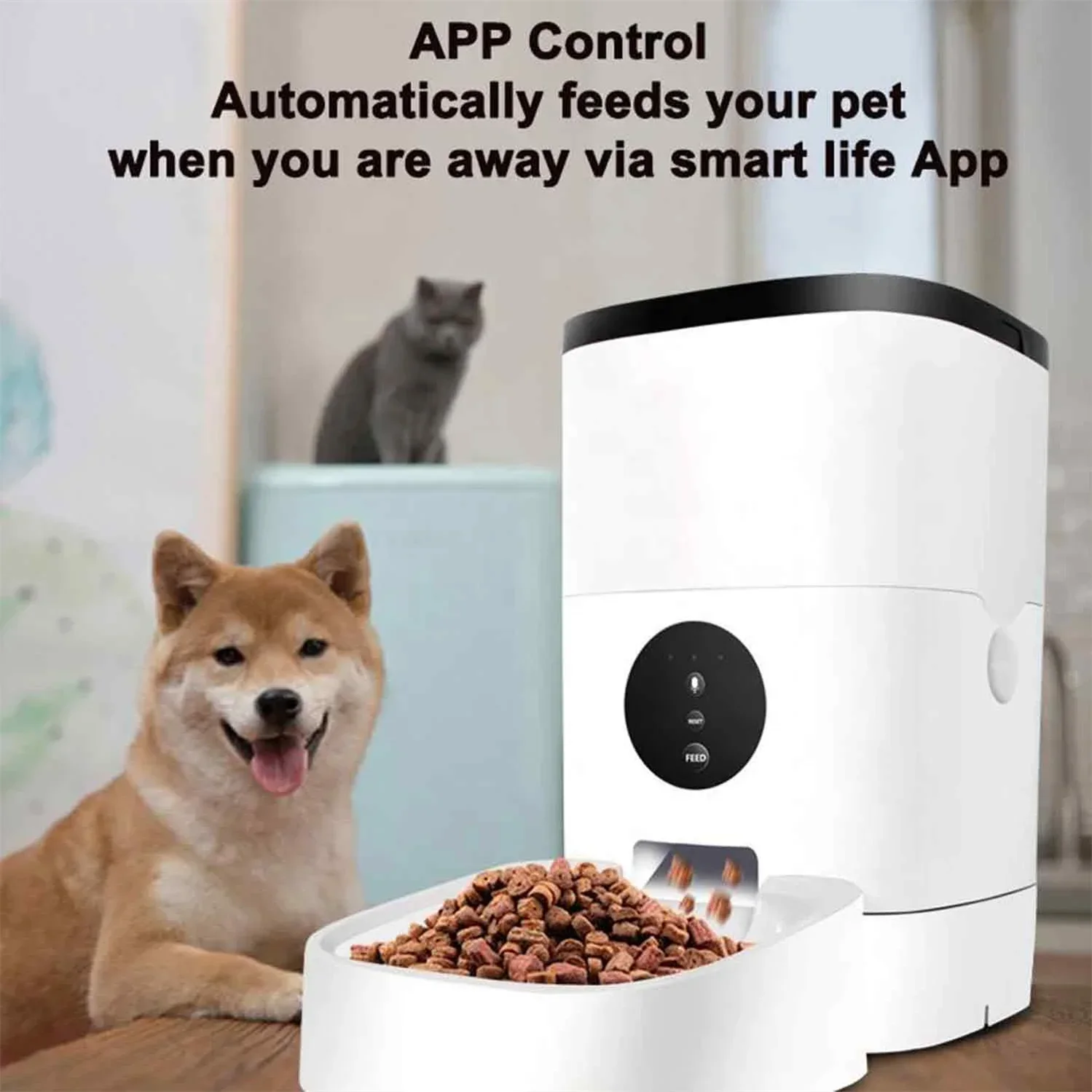 4L white ce rohs private label multifunctional wifi remote control intelligent smart pet feeder automatic