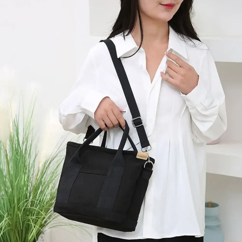 Multi-pocket Japanese Style Crossbody Bag Handbag Zipper Canvas Shoulder Bag Mommy Bag Stroge Bag Pure Color Tote Bag Daily