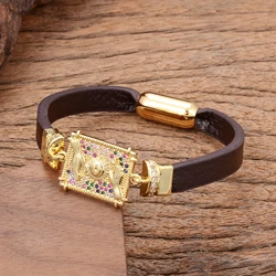New in Leather Bracelet for Women Luxury Designer Cubic Zirconia Jewelry Love Holiday Gifts Novelties 2023 Trend to Sell Bangle