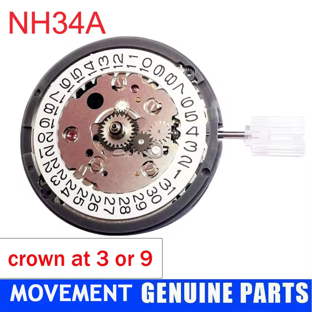 Pieza de movimiento de reloj genuino 3H/9H, mecanismo NH34A NH34 GMT para piezas de repuesto de reloj nh34 gmt, rueda de datos blanca y negra