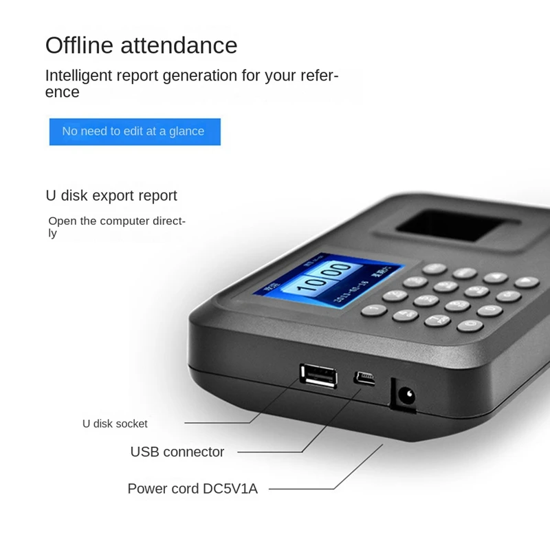 Fingerprint Attendance Machine Biometric Attendance System 1000 Fingerprint Capacity Support USB Driver Download US Plug