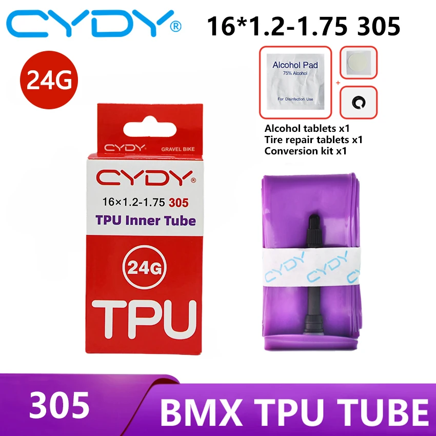 24G CYDY TPU Bike Inner Tube Camera 16 ”305 16x1.2 1.25 1.35 1.4 1.5 1.6 1.75 Inch Valve 45mm BMX Bicycle Tire Pneu Cycling Tyre