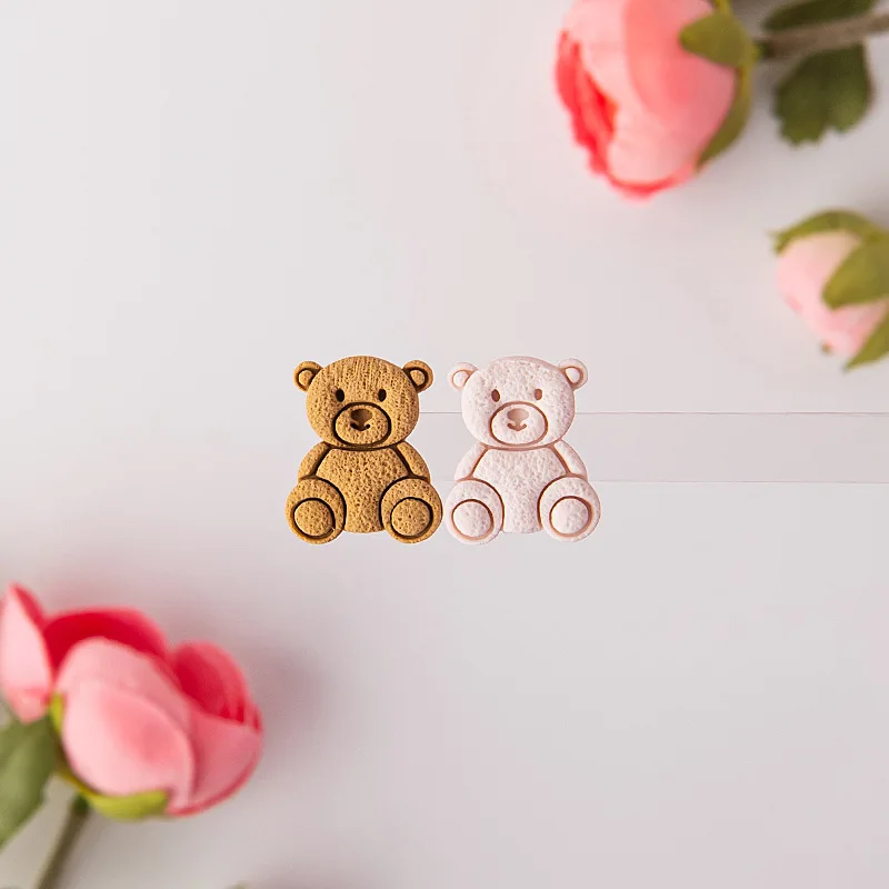 Soft Pottery Polymer Clay Cutter Mini Bear Pattern Handmade Embossing Cutting Mold Cute Animal Earring Jewelry Pendant Making