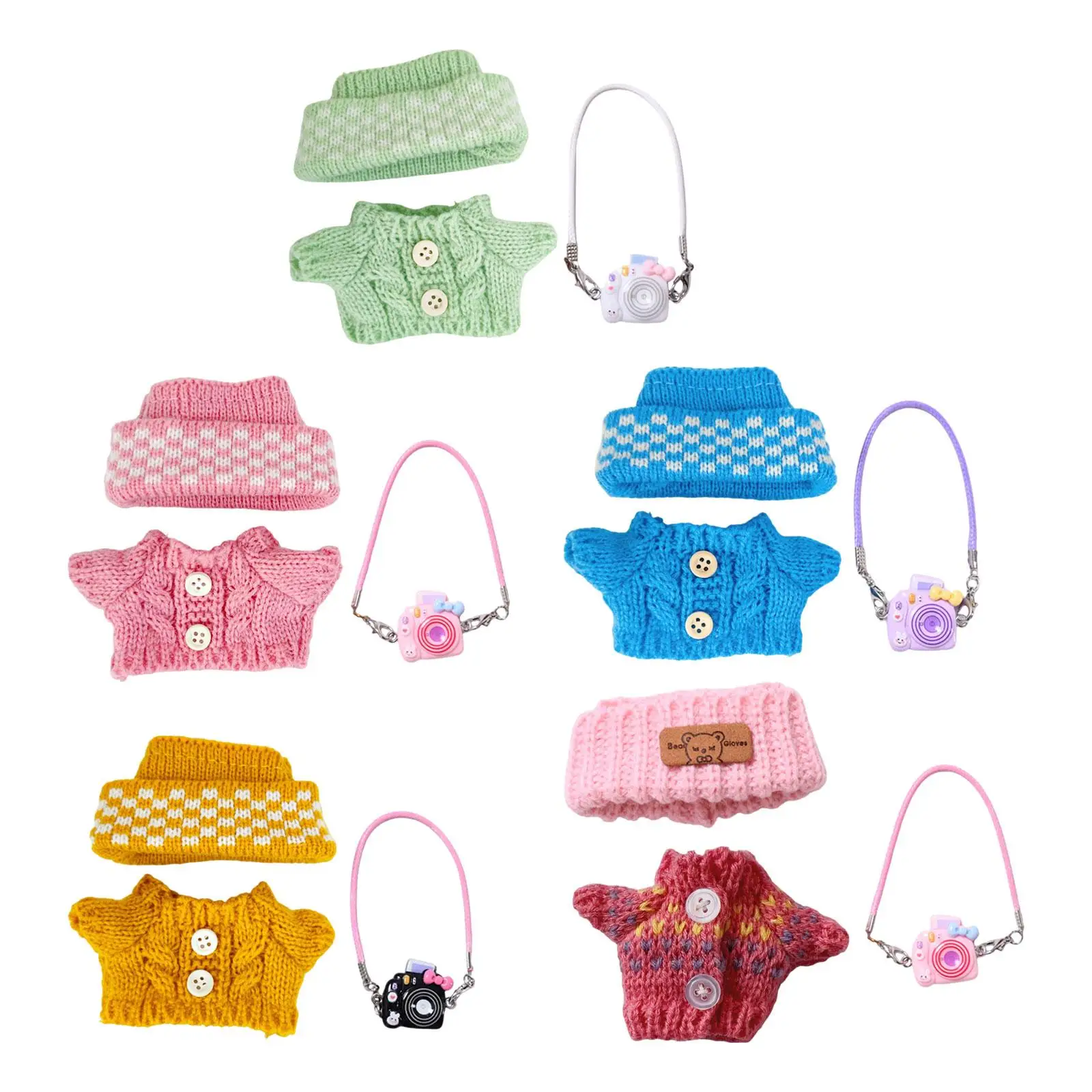 Mini Dolls Clothes Soft Clothing Dress Toys Fashion Decor Costume Sweater and Headwear DIY Supplies Cosplay Gifts Birthday