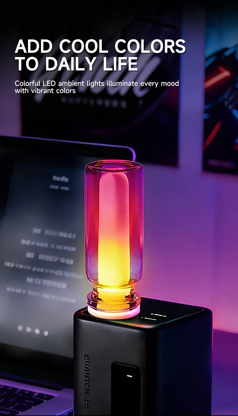 Auto-USB-Ambientelicht Schlafzimmer Camping Tragbares RGB-Regenbogen-Nachtlicht Plug-and-Play LED-Ambientelicht Dekorative Beleuchtung – Detail 6