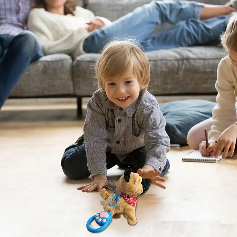 Peluche electrónico para cachorro, juguete interactivo con correa de Control remoto para mascota