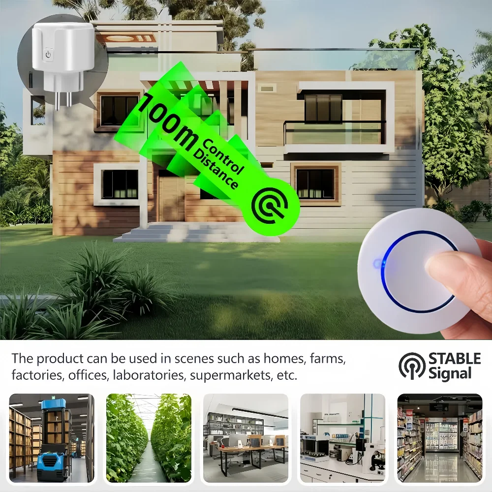 433 MHZ Rf 무선 원격 제어 스마트 스위치 전기 소켓 220V 15A 단일 플러그 및 가전 제품 Led 송신기