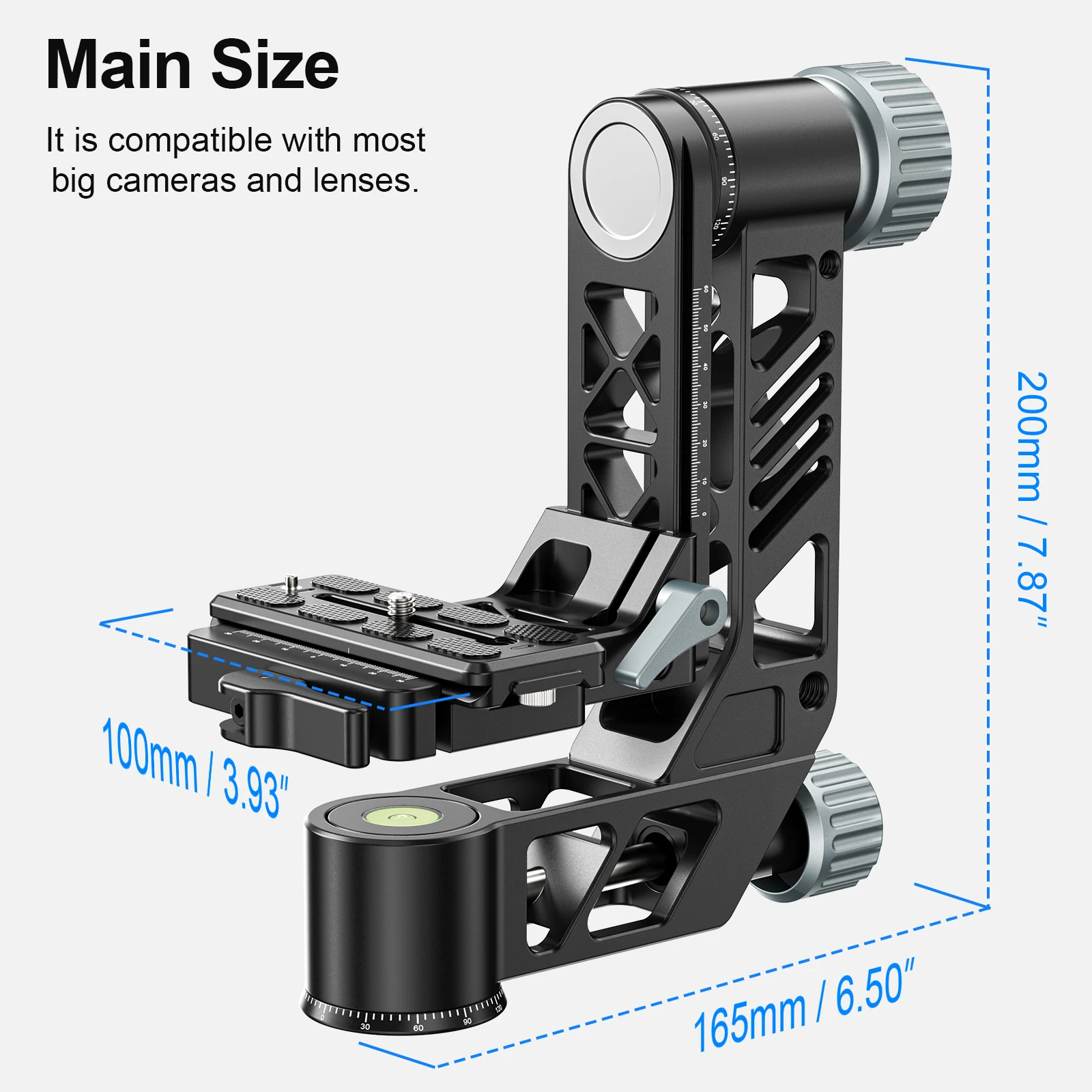 Gimbal Tripod Head WEYLLAN PH7S Professional Carbon Fiber Heavy Duty for DSLR Camera Telescope Up to 25kg Arca Swiss Q.R Plate