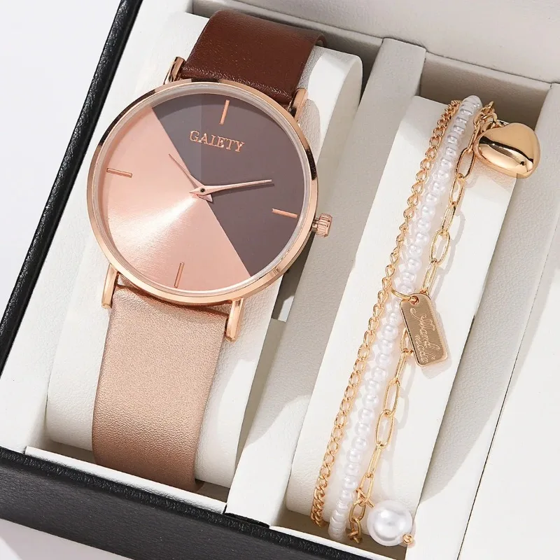 Reloj de moda para mujer, relojes de cuarzo, relojes de pulsera de doble Color para mujer, Reloj elegante para amantes de las mujeres, pulsera 2024