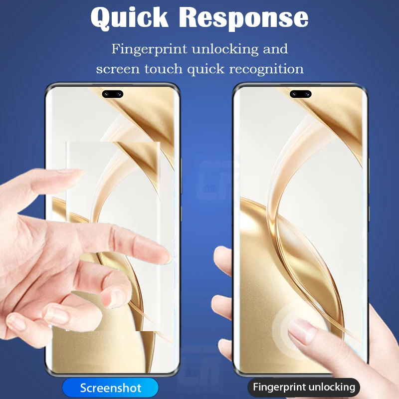 3d Gebogen Vingerafdrukontgrendeling Schermbeschermer Voor Eer 200 100 90 70 60 50 Pro Plus X9b X9a X 40X50 Gt Volledige Lijm Gehard Glas